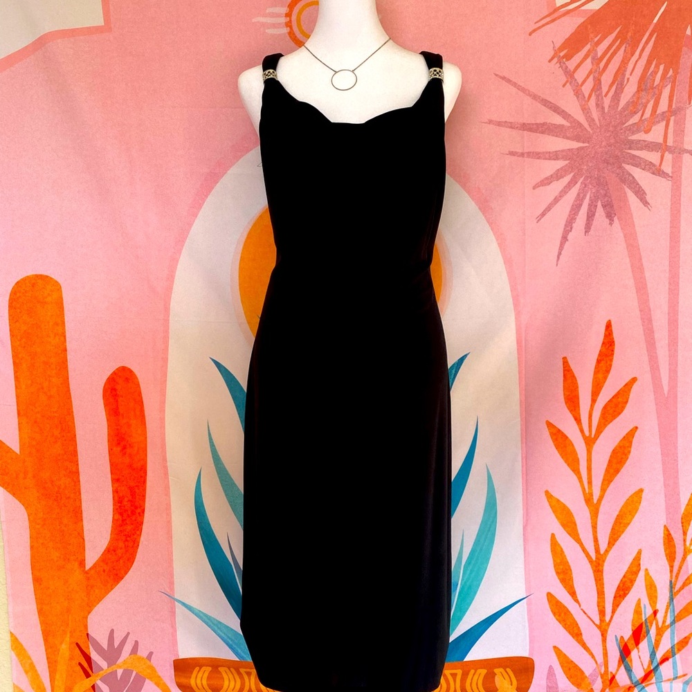 Alex Evenings Black Cowl Neck Dress, Size 8